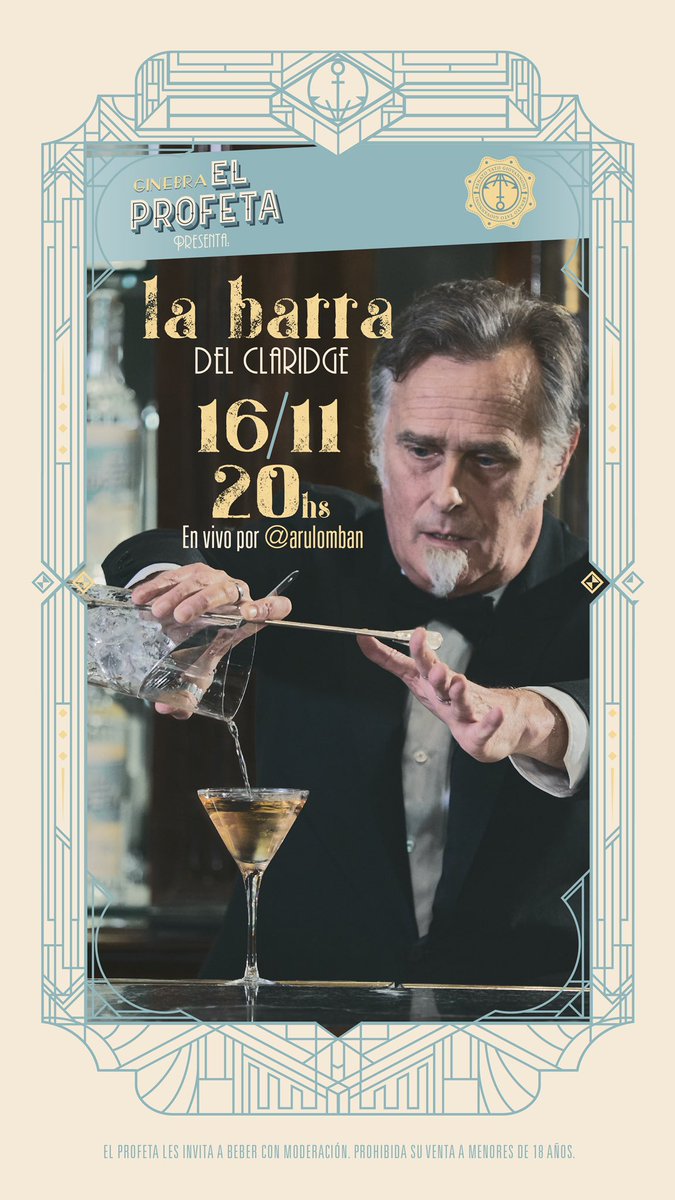 elprofetagin's tweet photo. El conocimiento no ocupa lugar. @arulomban el próximo Lunes 16 a las 20hs. “La barra del Claridge” No se lo pierda. https://t.co/QpkE4nwoWA