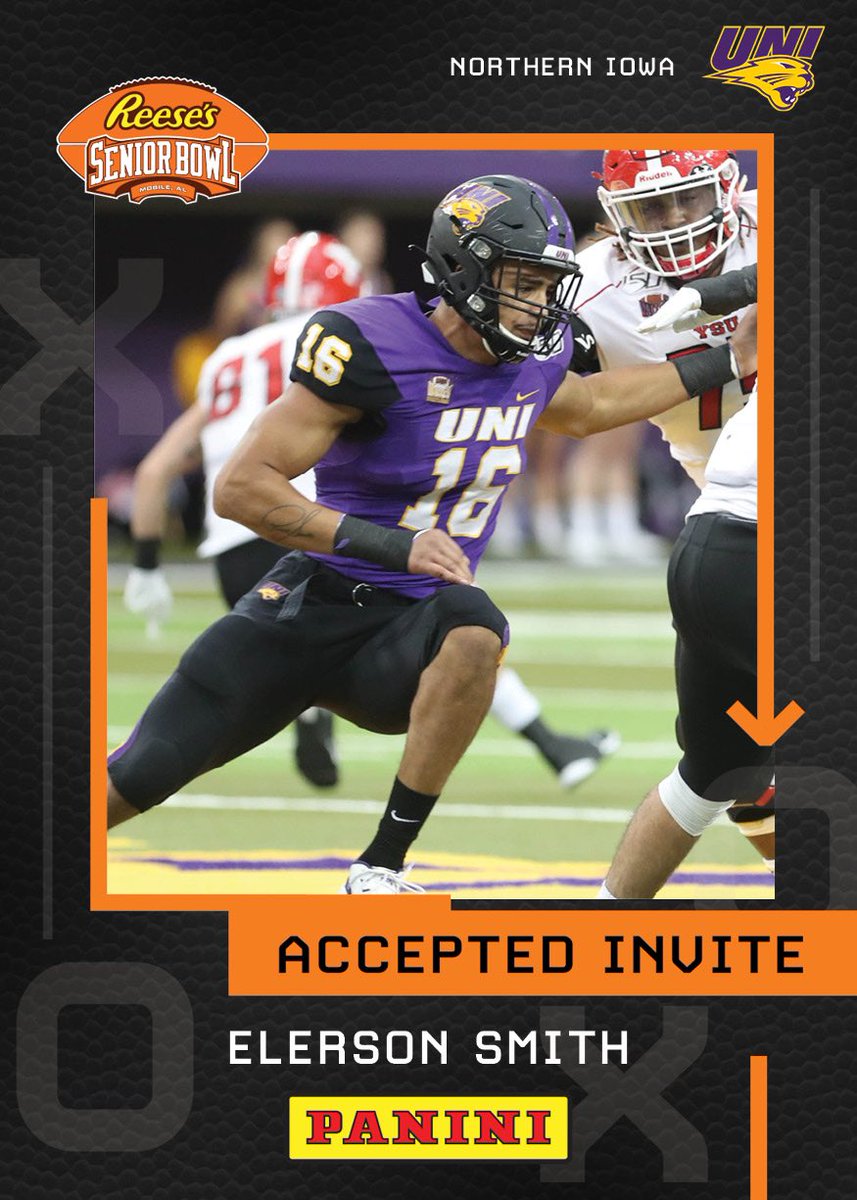 Its OFFICIAL! Welcome <a href="/UNIFootball/">UNI Football</a> DL Elerson Smith (<a href="/ElersonSmith/">Elerson Smith</a>) to the 2021 @Reeses Senior Bowl! 
💪💪💪 #TheDraftStartsInMOBILE #BestOfTheBest #UNIFight

@JimNagy_SB <a href="/PaniniAmerica/">Panini America</a> 
#RatedRookie