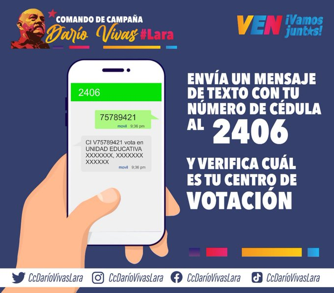AzorenaRod's tweet photo. Con un mensaje de texto envia tú numero de CI para que te indiquen donde vas a votar #SoyComunicadorClap #ComunicaciónDigitaPorlaVerdad @AdolfoP_Oficial @CCDarioVivasMRD @claplosmagos1 @jr4feb @gestionperfecta https://t.co/WQ1PBByaXz
