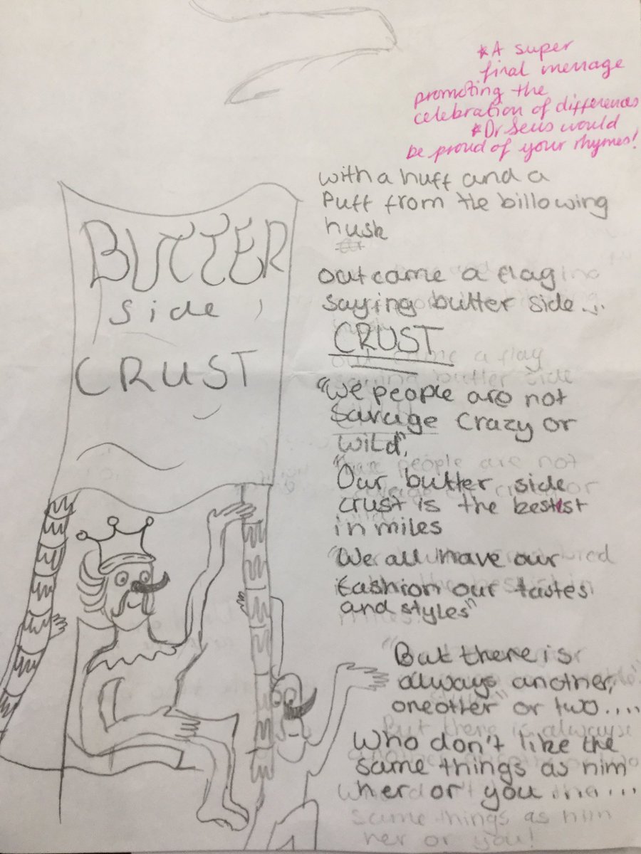 DunhurstEnglish's tweet photo. How would you  have the #Story end? Year 8 concluding in the style of @DrSeuss #peace #resolution #creative thinking https://t.co/0Dwx2LrRAl