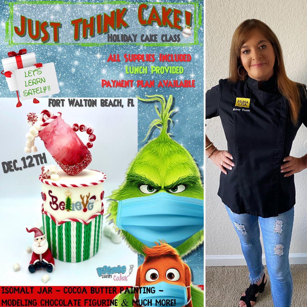 Kosmic_Cakes's tweet photo. 🌲First stop for this class @justthinkcake in beautiful Fort Walton Beach Florida. Limited Seats Available. #cakeclass #cocoabutterpainting #isomalt https://t.co/ceiz2rMgBQ