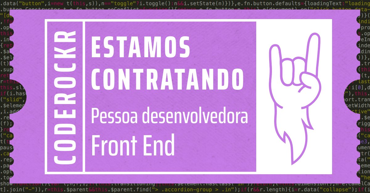 coderockr's tweet photo. Bom dia galera estamos com uma vaga de Front End aqui na Coderockr e você pode ser nosso mais novo astro do rock. candidaturas no link: https://t.co/JPE0oT1LLZ https://t.co/7CB2s2dOVf
