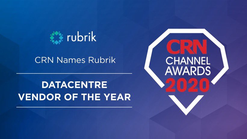 bipulsinha's tweet photo. Thank you to our customers, partners and supporters. CRN names Rubrik as Datacenter vendor of the year! @rubrikinc https://t.co/ipN140KTSs