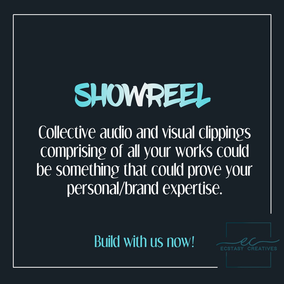 buildwithEC's tweet photo. Showreels can be used to brand yourself as a freelancer or a brand.
#showreel #portfolio #brandmanagement #explainervideos #brandidentity #advertising #onlineadvertising #personalidentity #connect #care #customize #freelancers #business #entrepreneur #startups #ecstasycreatives https://t.co/r1PSjbGjf6