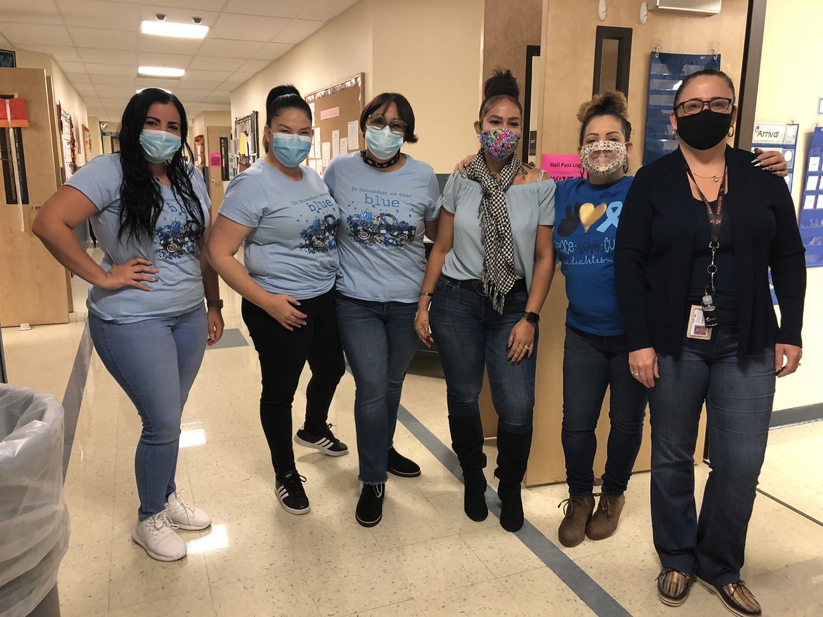 RECSTapestry's tweet photo. Teacherβs are wearing blue in observance of World Diabetes Day! @RECSTapestry #titanpride #collegeandcareerready #winwithwellness #diabetes https://t.co/p6UjT9Z9HF