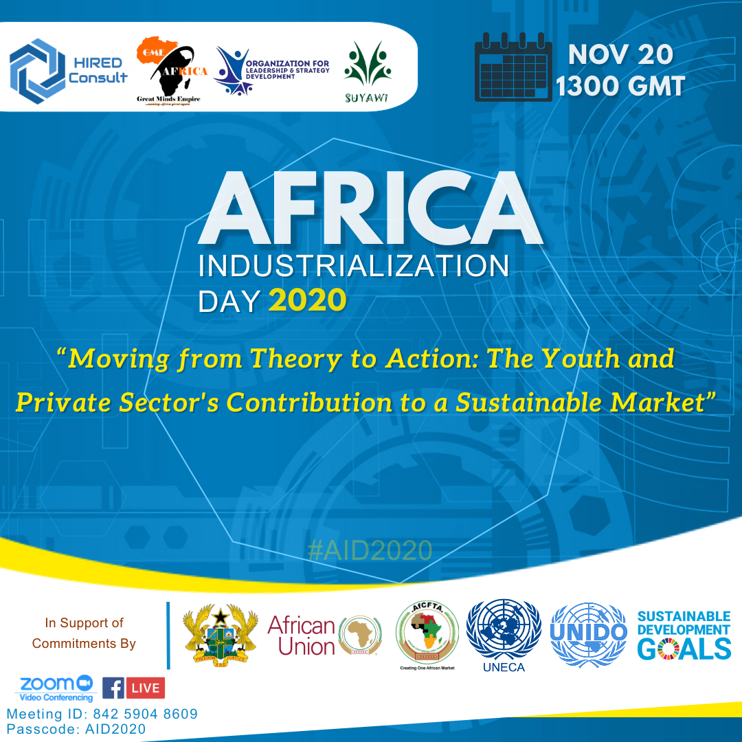 hiredconsult's tweet photo. #AID2020

JOIN us on Africa Industrialization Day 2020, "Moving from Theory to Action: The Youth and Private Sector's Contribution to a Sustainable Market" to HIGHLIGHT potential and importance of the #AfCFTA in boosting regional economic transformation and #SDGs.

#HIRED4AfCFTA https://t.co/EsGx8y4D1Z