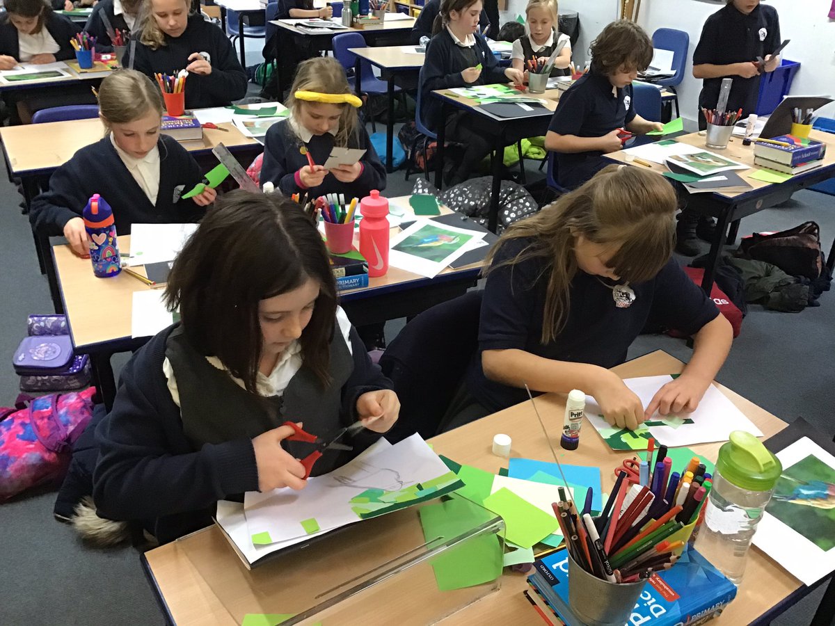 GoodrichCESch's tweet photo. This afternoon Owls Class continued working on their collages which were inspired by the artist Megan Coyle #GSowls #GStopic https://t.co/brYCPrVxMI