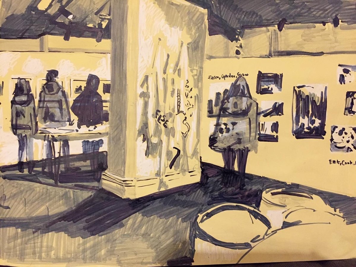 andreanhj's tweet photo. @JusticeMuseum @NJMIdeas a gorgeous sketch of the #WashingDancingSinging exhibition by Hannah Sawtell after leading a Make It Yours creative workshop https://t.co/gDEvyI0uN8