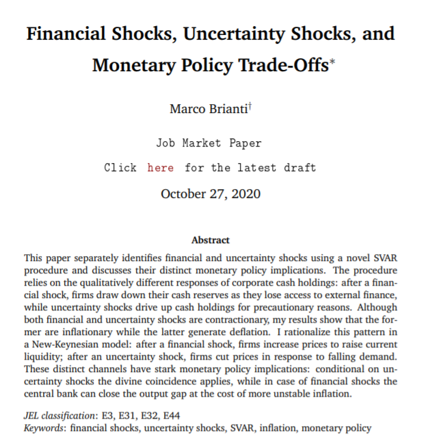 Alessia_metrics's tweet photo. 📢 Happy to invite you to attend today's Brown Bag seminar .@SmurfitSchool 
.@Brianti_Marco will talk about his JMP Financial Shocks, Uncertainty Shocks, and Monetary Policy Trade-Offs at 4 PM (Irish time) 
#Econometrics #EconTwitter 
To join👇
https://t.co/swr7a3l9kT https://t.co/h8UAPQ9QIX
