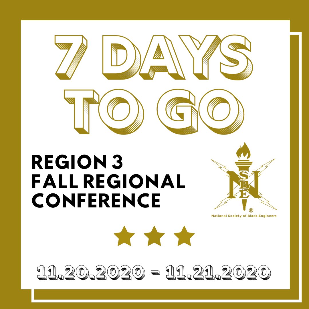 R3NSBE's tweet photo. 🚨 Countdown to FRC🚨 7 days left until Fall Regional Conference begins. Are you 3 Ready⁉️ #nsbe #frc2020 #3Ready #region3 https://t.co/sAQzrTXCUT