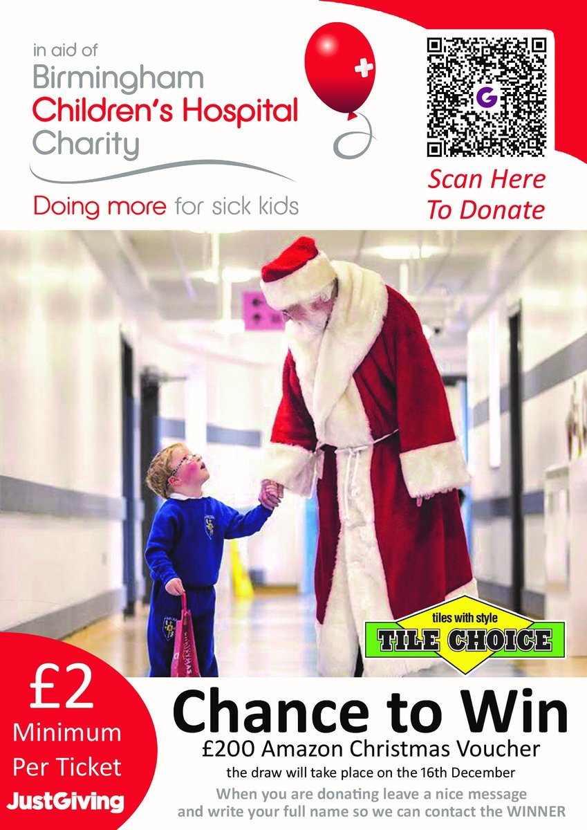 TileChoice's tweet photo. Enter our Christmas Raffle and support a fantastic charity at the same time. The @Bham_Childrens  charity  improves the lives of children and their families throughout the toughest times of their lives. All support is greatly appreciated!
https://t.co/RAKiIV4nLw https://t.co/Oib4wUPwnm