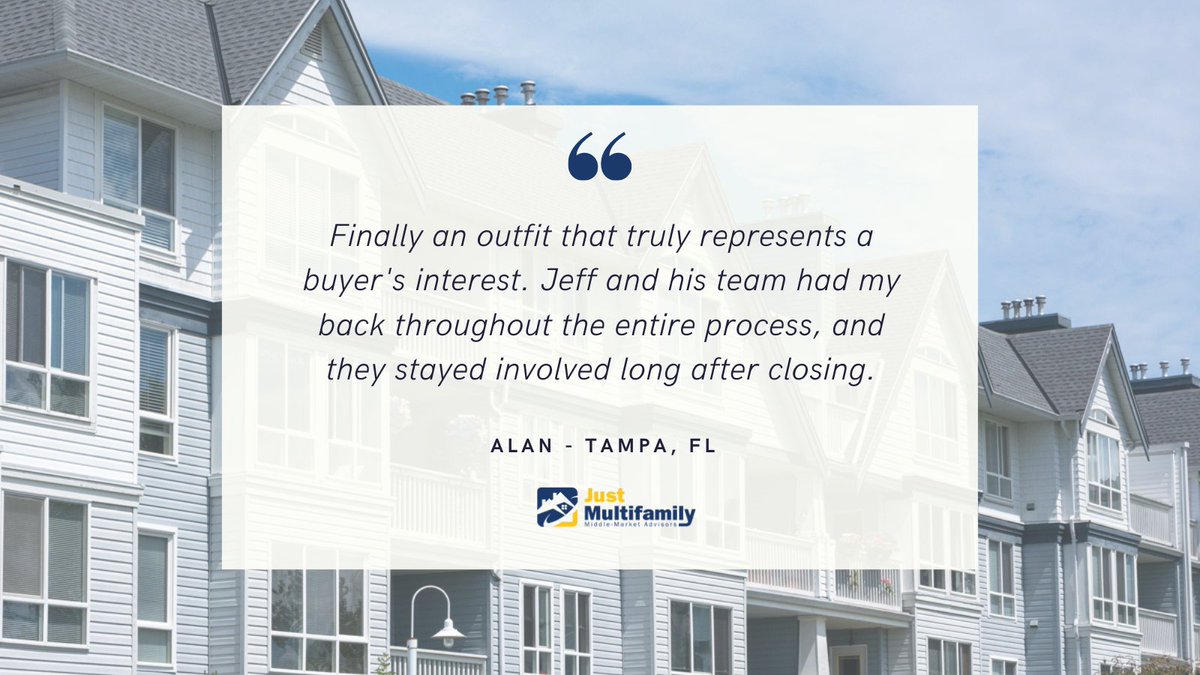 Read more client testimonials on our website, and contact us to learn how Just Multifamily can help you. ecs.page.link/7qYnx #multifamilyrealestate #brokerage #realestateinvestment
