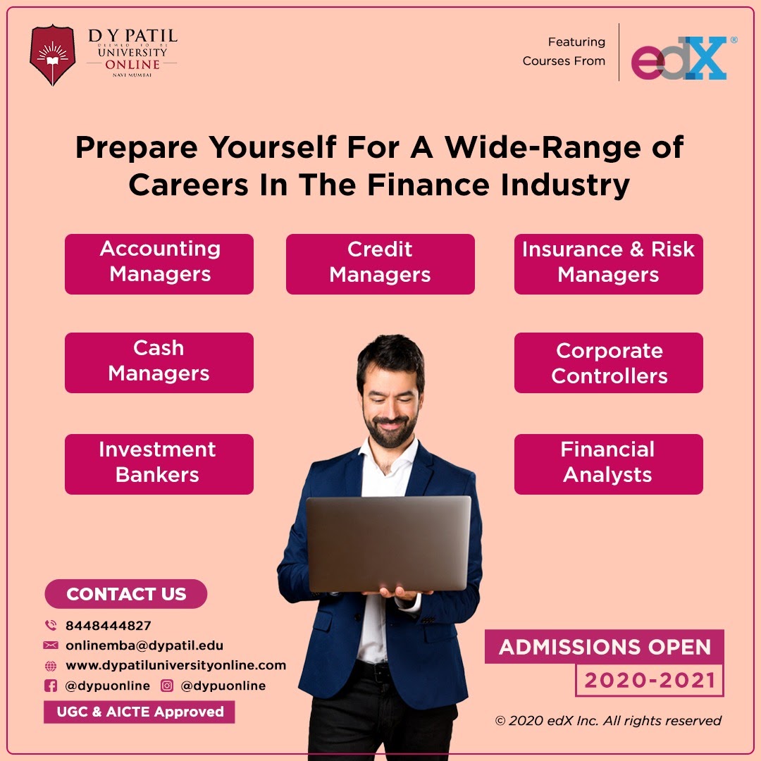 DYPUODL's tweet photo. The MBA in Finance is a four-semester Programme designed for working professionals aspiring for rapid career progression in high-growth areas of Finance or the BFSI Industry, &amp; wish to stand out in highly competitive workplaces. https://t.co/q7cqCEHD9P