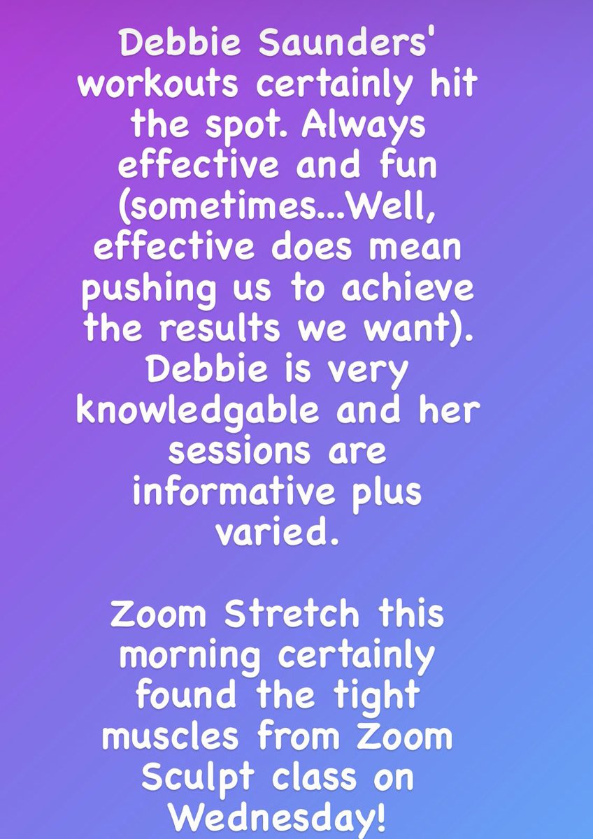 debsgymcoach's tweet photo. So much love for this feedback from our zoom classes #zoomfitness https://t.co/ZP1apDIAV5