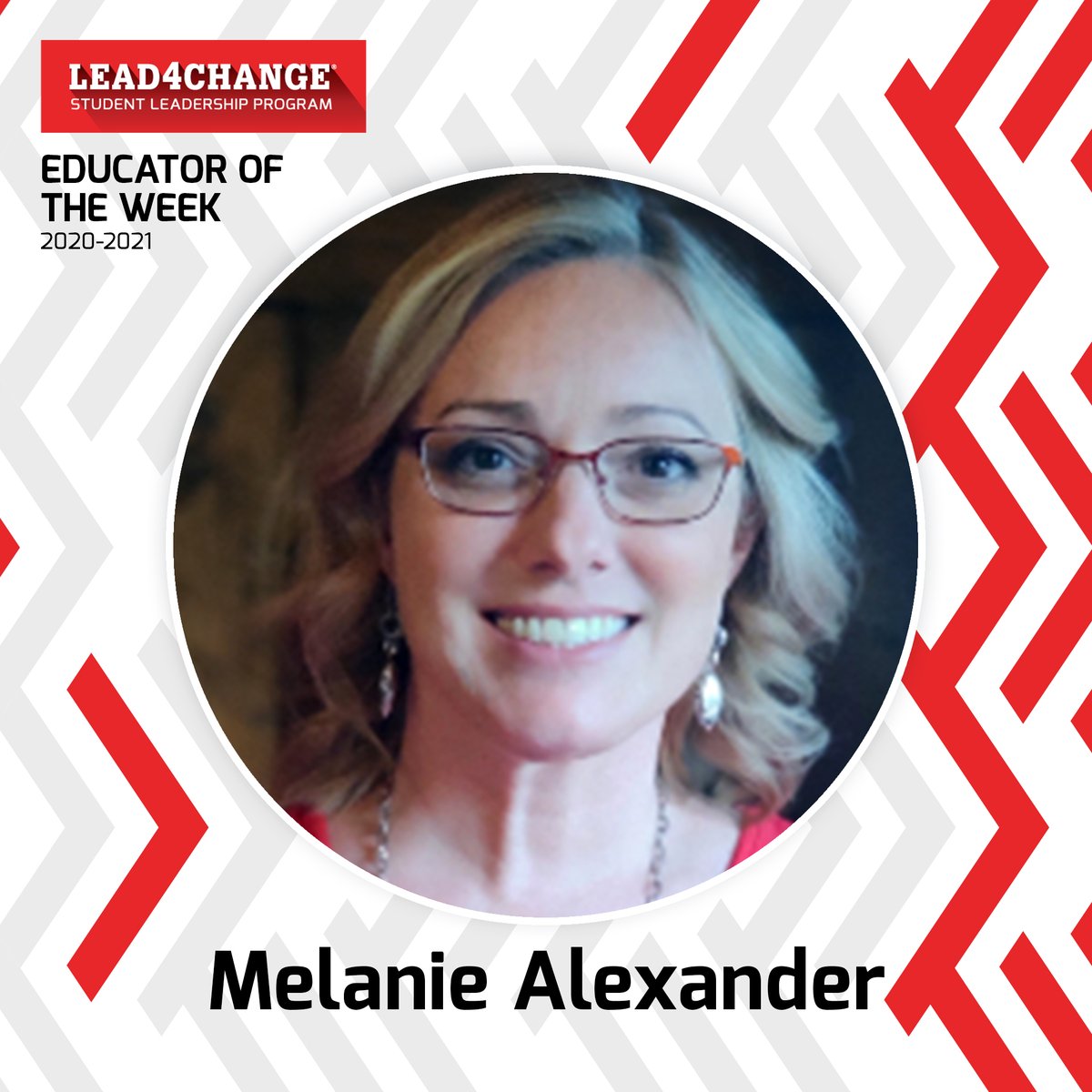Lead4Changeorg's tweet photo. 🏆 Educator of the Week: Melanie Alexander at Basha High School, part of @bashabearnation

❤️ Thank you Melanie for your hard work and commitment to Lead4Change. We appreciate you! https://t.co/G1jBfyH4xP