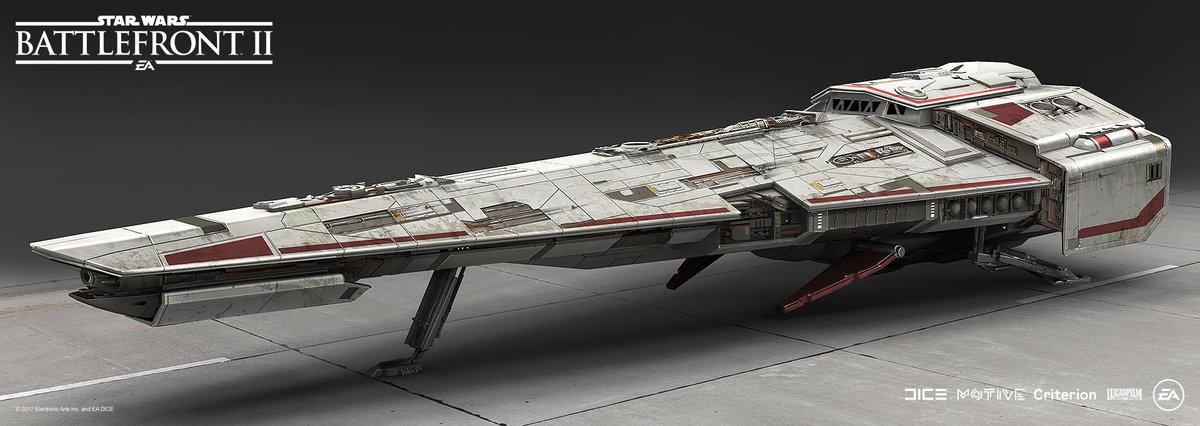 TheSpaceshipper's tweet image. Star Wars: Battlefront II (2017): The Corvus (Rebel version), Raider II-class corvette, art by @MatLatD, 3D model by @PixelPowerUp