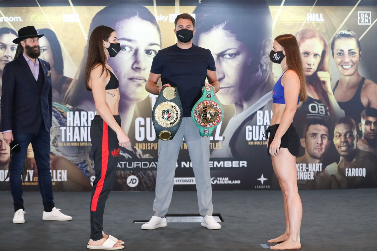 MatchroomBoxing's tweet photo. 𝘽𝙚𝙡𝙩𝙚𝙧 👑 

@TerriHarper96 faces a tough test tomorrow night against her mandatory Katharina Thanderz! 💥

#HarperThanderz #TaylorGutierrez https://t.co/BVJEjLdrAV