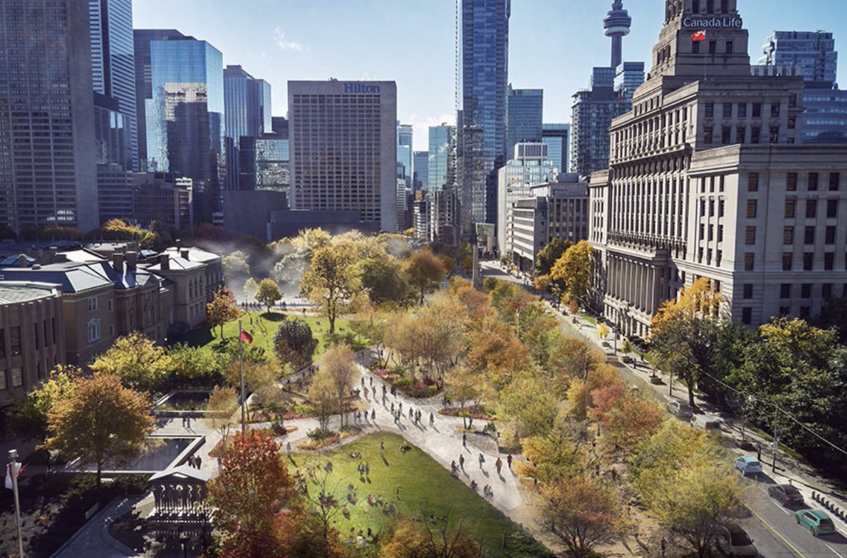 BrentToderian's tweet photo. “The plan would convert 9.5 acres of asphalt into green space, creating a larger network that could be Toronto’s equivalent of La Rambla in Barcelona.”

Rebirth of the promenade: A proposal for what’s possible in a post-pandemic world, via @alexbozikovic:

https://t.co/vIaS3zjjut https://t.co/coG2bpFsTl