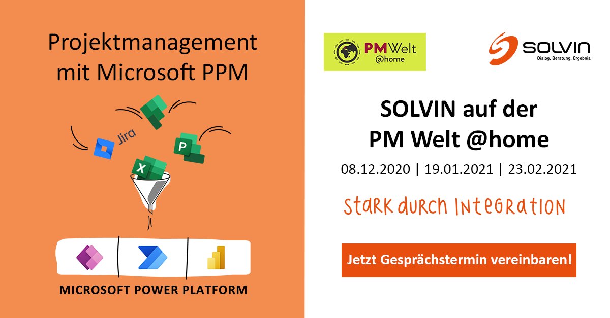 SOLVIN_PM's tweet photo. Die #PMWelt wird digital! Treffen Sie uns beim virtuellen Live-Event und erfahren Sie mehr über individuelle Lösungen für Ihr Projekt- und Portfolio-Management. Jetzt Gesprächstermin vereinbaren: https://t.co/kJ0tsLLlhg
#Projektmanagement #MicrosoftPPM https://t.co/y81pcluMhV