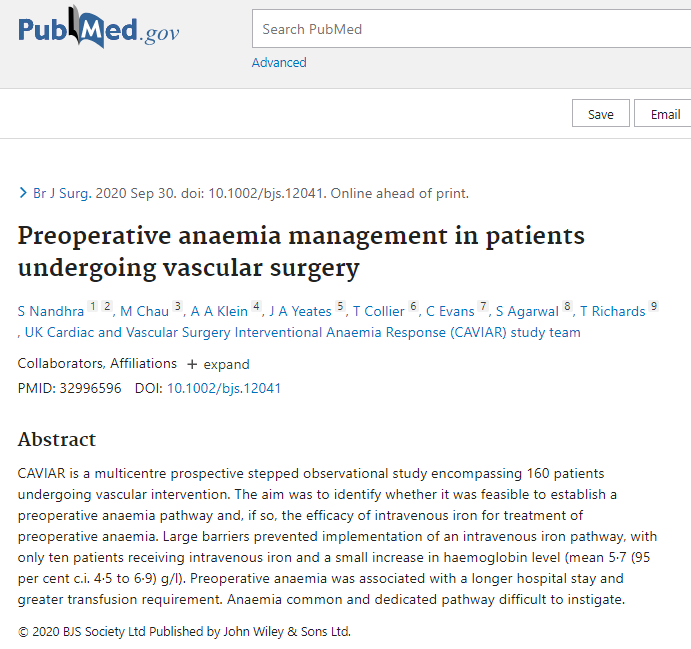 RoyalPapLib's tweet photo. #papworthauthors new publication: Preoperative anaemia management in patients undergoing vascular surgery. https://t.co/q72CFAicZs. #anaemiaManagement #vascularSurgery https://t.co/qWed672rEg