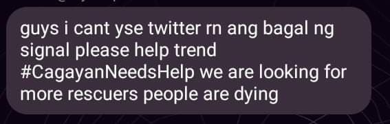 PolCares's tweet photo. PLEASE HELP ‼️ RT THIS TWEET, PEOPLE ARE CRYING FOR HELP. 
#CagayanNeedsHelp  
#UlyssesPH
#RescuePH https://t.co/Ol44EdN6Ll