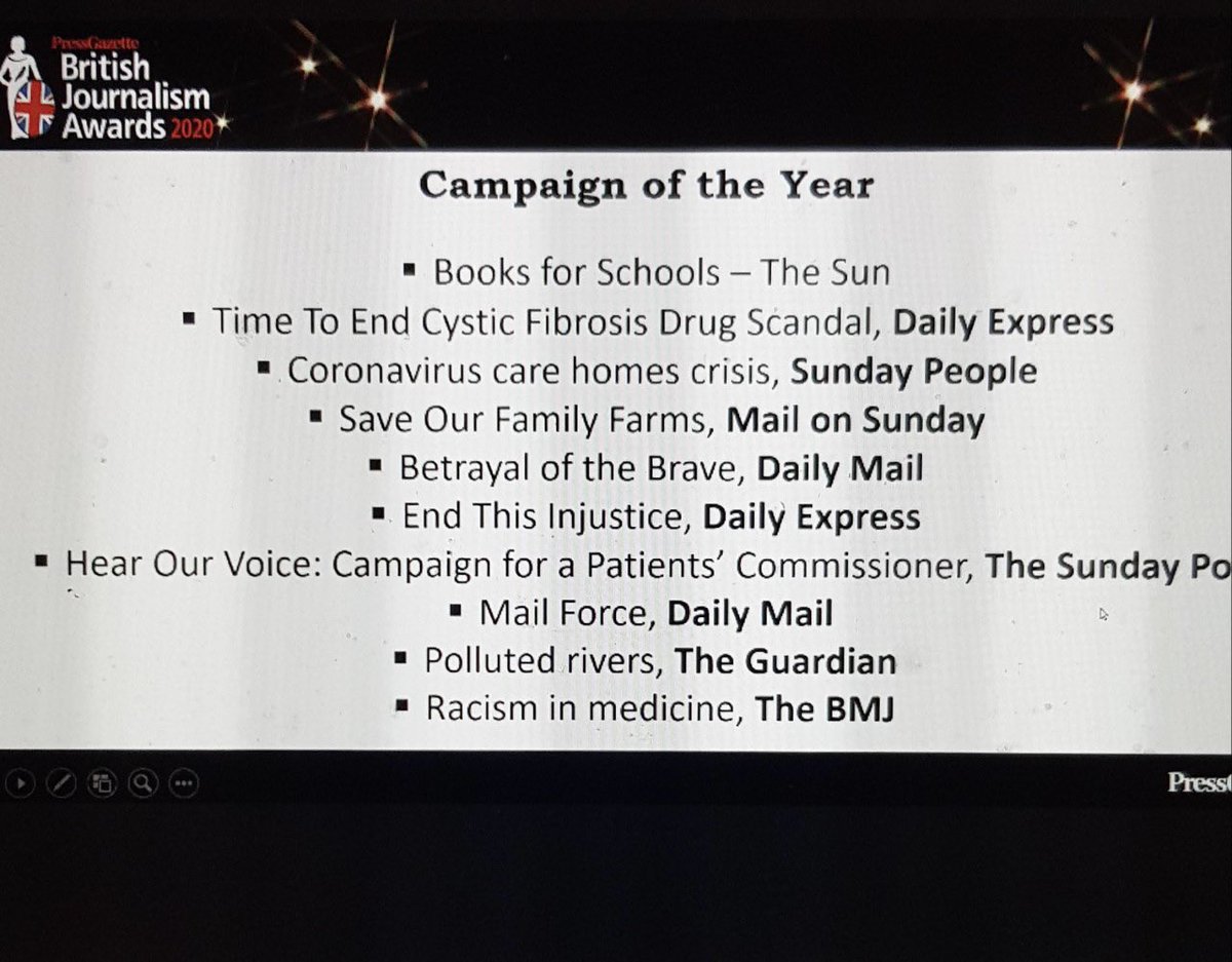 Very proud that #cysticfibrosis community’s struggle - as told in the #dailyexpresscrusade4cf - has been shortlisted for #campaignoftheyear at the #britishjournalismawards. Wonderfully @Daily_Express colleagues @lizperkinspost and @Eegleski also shortlisted too! @MotherhoodvsCF