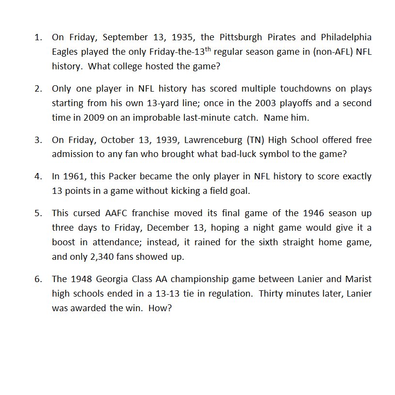 Friday The 13th Trivia Printable
