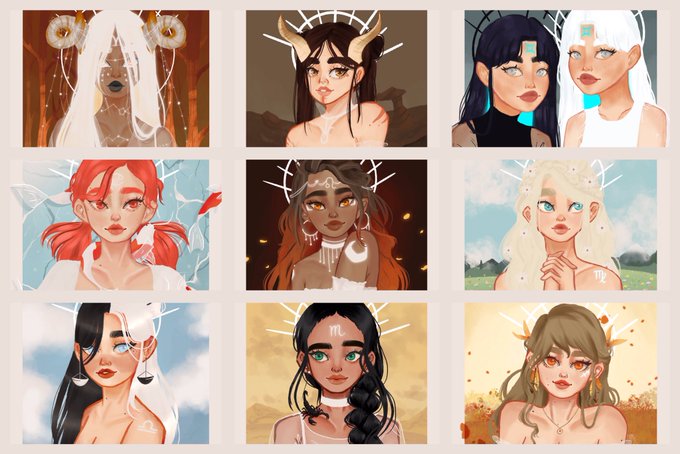 zodiac series ?✨ 
-only 3 signs left! :> which one is your favorite so far? ?
(had to repost because twitter cropping hates me)

#artph #ArtistOnTwitter 
