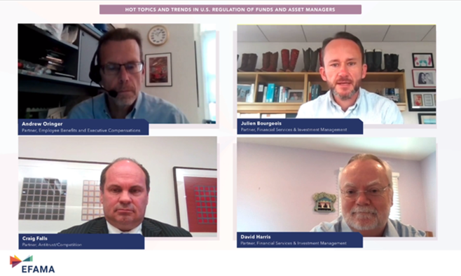EFAMANews's tweet photo. Great update on hot topics and trends in U.S. regulation for funds and asset managers by @dechertllp in our last session of this year's Investment Management Forum #IMF2020.
Thank you: Julien Bourgeois, Andrew Oringer, Craig Falls and David Harris #ERISA #CommonOwnership #ESG https://t.co/MmNl5xIeyg