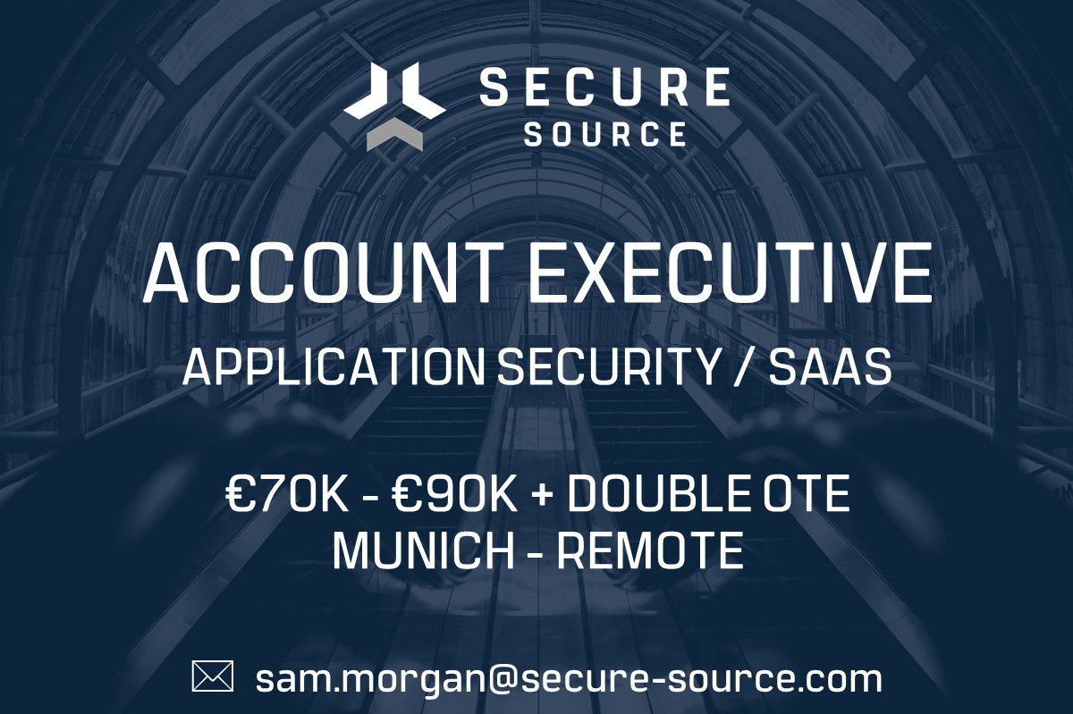 securesource1's tweet photo. Secure Source is recruiting for an Account Executive -Application Security / SaaS role.

Salary: €70,000 - €90,000 + Double OTE
Location: Munich - Remote

Please contact Sam Morgan.

sam.morgan@secure-source.com

#accountexecutive #saasbusiness #nowhiring #jobopening #applynow https://t.co/NG02UolJEh