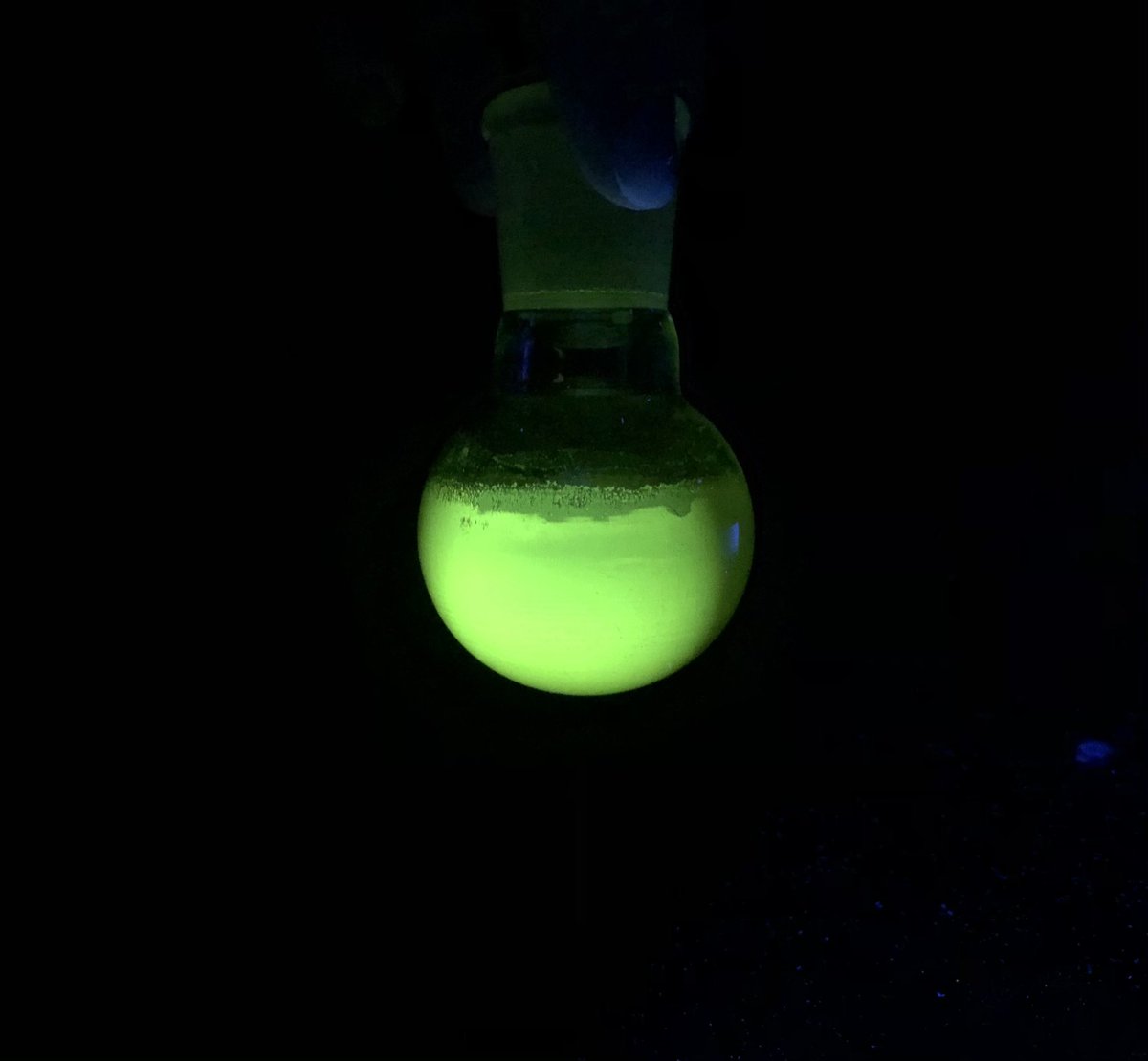 EricaScho's tweet photo. Our C8 compound!!✨ #FluorescenceFriday @DrBarryChem @aschmitzer_udem @ChemistryUNB https://t.co/0KQUQZjSm5