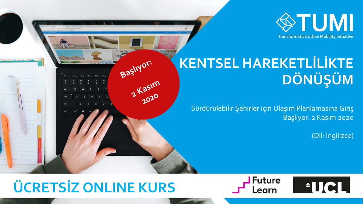 TUMInitiative's tweet photo. 📢 Kayıt devam ediyor! 

🚴‍♀️ ''Kentsel Hareketlilikte Dönüşüm: Sürdürülebilir Şehirler için Ulaşım Planlamasına Giriş''

@TUMInitiative @BartlettUCL @FutureLearn işbirliğiyle ücretsiz online kurs!

Kayıt ol ✔️
https://t.co/P39e7mgUhL https://t.co/jCcchX855g