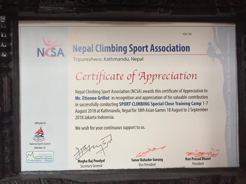 Etienne_Grillot's tweet photo. In 2018, I had the great pleasure and the honor to coach the amazing sport climbers 🧗🏽‍♂️ Pranil Shrestha and Sherpa Pemba for the 18th Asian Games 2018 which took place in Jakarta.

Today, the Nepal Climbing Sport Association is recognized as @IFSClimbing full member. Congrats!👏🏽 https://t.co/PnEr9CH368