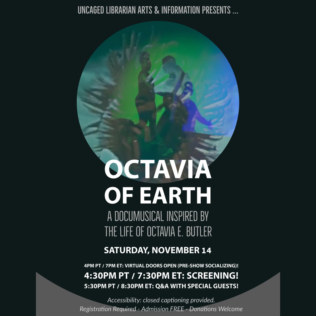 uncagedlibrary's tweet photo. JUST ONE SLEEP until the next OCTAVIA OF EARTH virtual house party! It's a screening & live Q&A, happening tomorrow - RSVP: π https://t.co/n9z3P6TyK1
#OctaviaOfEarth #OctaviaEButler #ListenToBlackWomen #Afrofuturism #OctaviaButler #virtualhouseparty #documusical #BlackSciFi https://t.co/v0TP8bIbRU