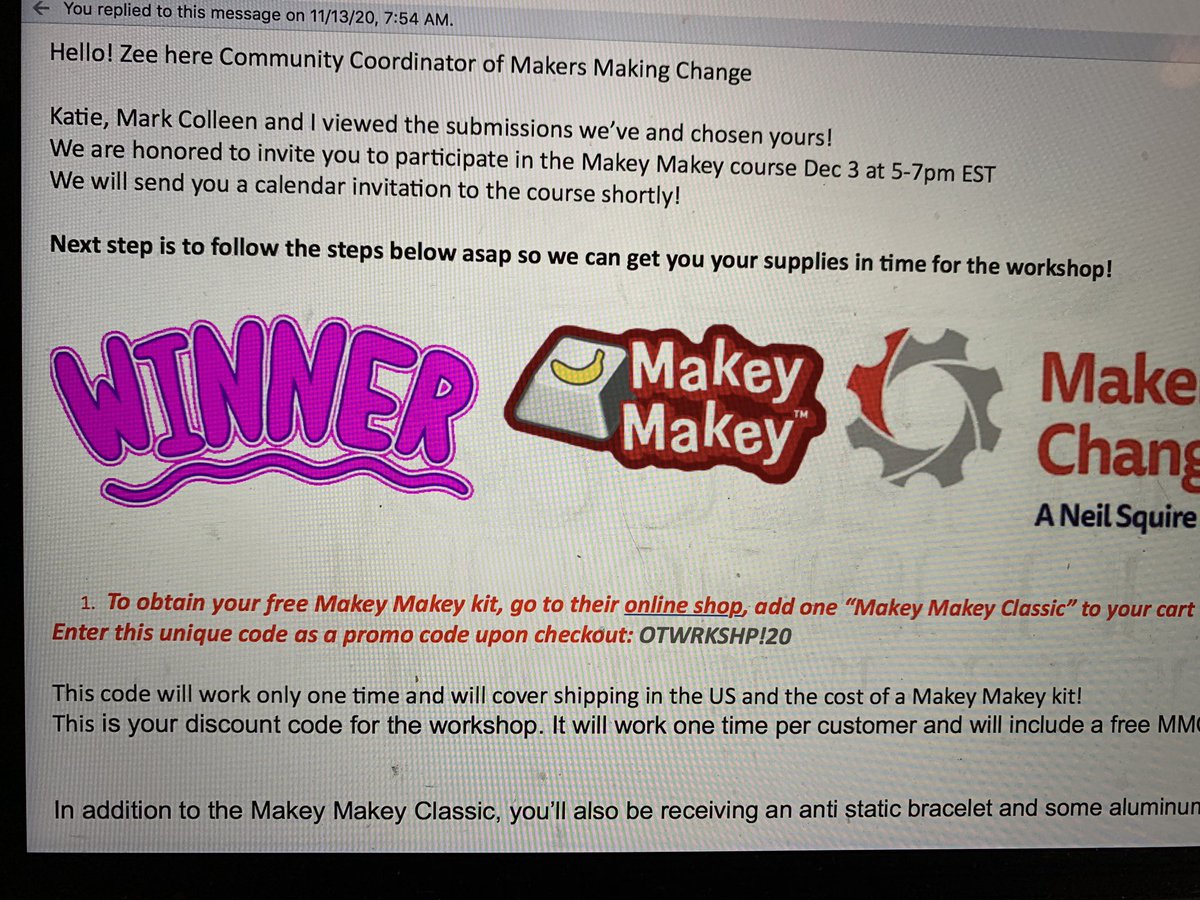 LIU12_AT's tweet photo. My @makeymakey idea was chosen by @MakerMakeChange! Looking forward to building my @at_makers skills! @LincolnIU12 @LIU12_TaC #liuassistivetech #assisitivetech #makeymakey #atmakers #makersmakingchange https://t.co/MXbRCM3hMl