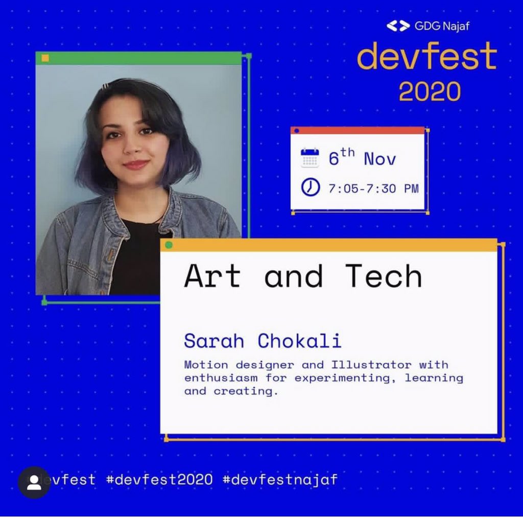 gdgnajaf's tweet photo. On Day 2 of #DevFest2020 we were blessed to have @SarahChokali #NaelAlabbasi and #MuntadherHussein. Thank you to our wonderful speakers and to those who attended 🙏 https://t.co/OMXedhQUt9