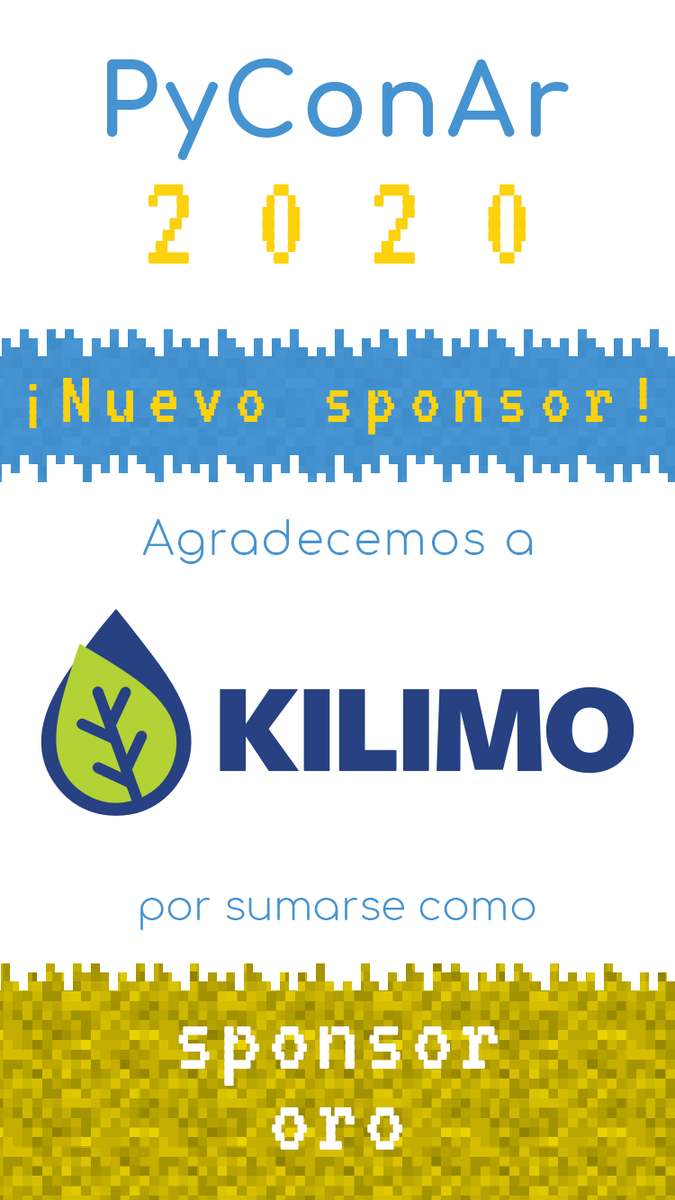 PyCon Argentina (@pyconar) on Twitter photo Agradecemos a <a href="/AgroKilimo/">Kilimo</a> por ser sponsor en la #PyConAr2020 #Python #PyAr Agradecemos a <a href="/AgroKilimo/">Kilimo</a> por ser sponsor en la #PyConAr2020 #Python #PyAr