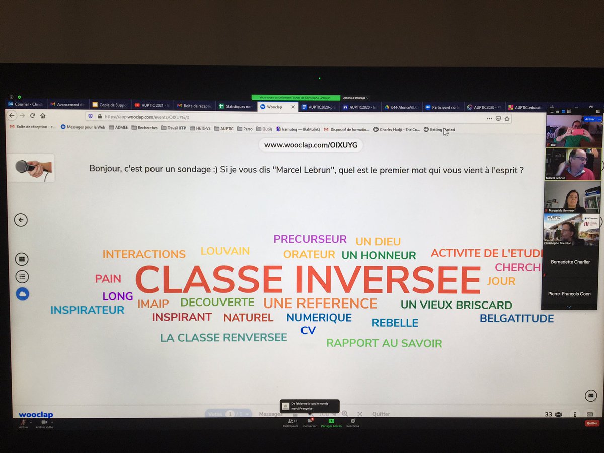 EloiseCapet's tweet photo. #AupticEducation Quand on lance un sondage sur #wooclap sur « qui est pour nous Marcel Lebrun ? », on lit un nuage de mots rempli de témoignages d’estime et de reconnaissance. Merci à vous @mlebrun2 pour votre formidable réflexion https://t.co/wzsahIBWQH