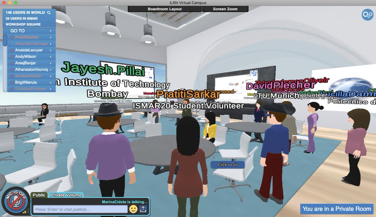 PratitiSarkar's tweet photo. Got to experience another platform at IEEE ISMAR 2020. We organized a workshop titled 'Towards Designing a Mobile Augmented Reality Learning Experience' and got to interact with the virtual avatars of the participants.
#ISMAR2020  #AugmentedReality #research #learning https://t.co/Q1K8EBqFT2