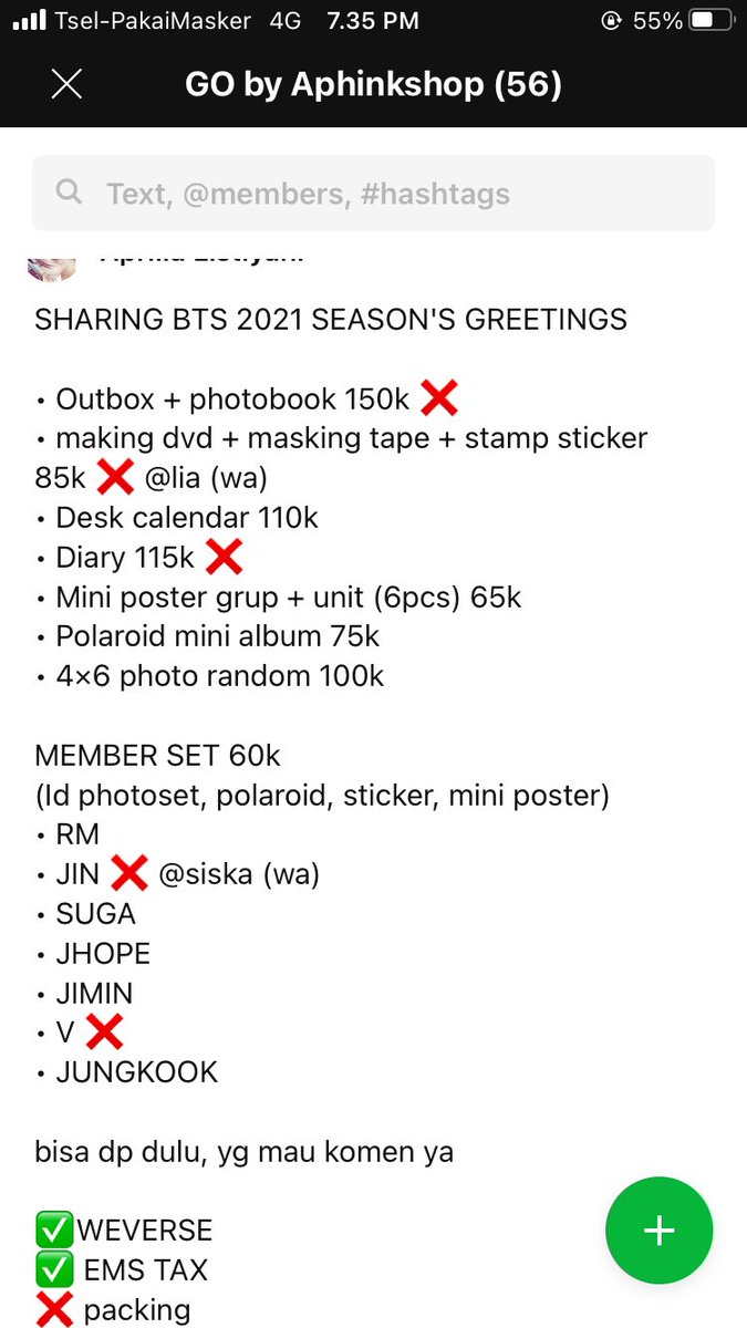 aphinkapriliaa's tweet photo. yg mau sharing bts season greetings 2021 ini masih ada sisa slotnya ya
yg mau tanya2 dulu boleh dm atau pc ke line id : aprilia48
ada Go ya
#BTS_BE #BTSV #WeThankYouTaehyung #7DaysToBE #6DaysBEforeBE #ARMY #BTS #BTSJIN jiminie jikook #LifeGoesOn #SUGA min yoongie https://t.co/sup4jo9pal
