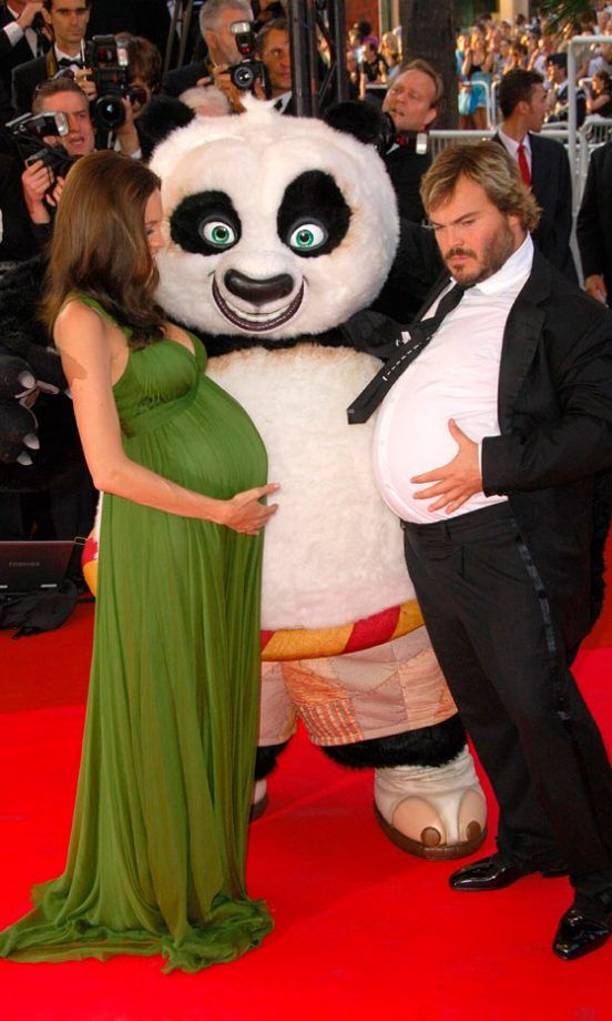 Joliethings's tweet photo. angelina jolie and jack black pressing bellys against each other https://t.co/qaEN99SWmG