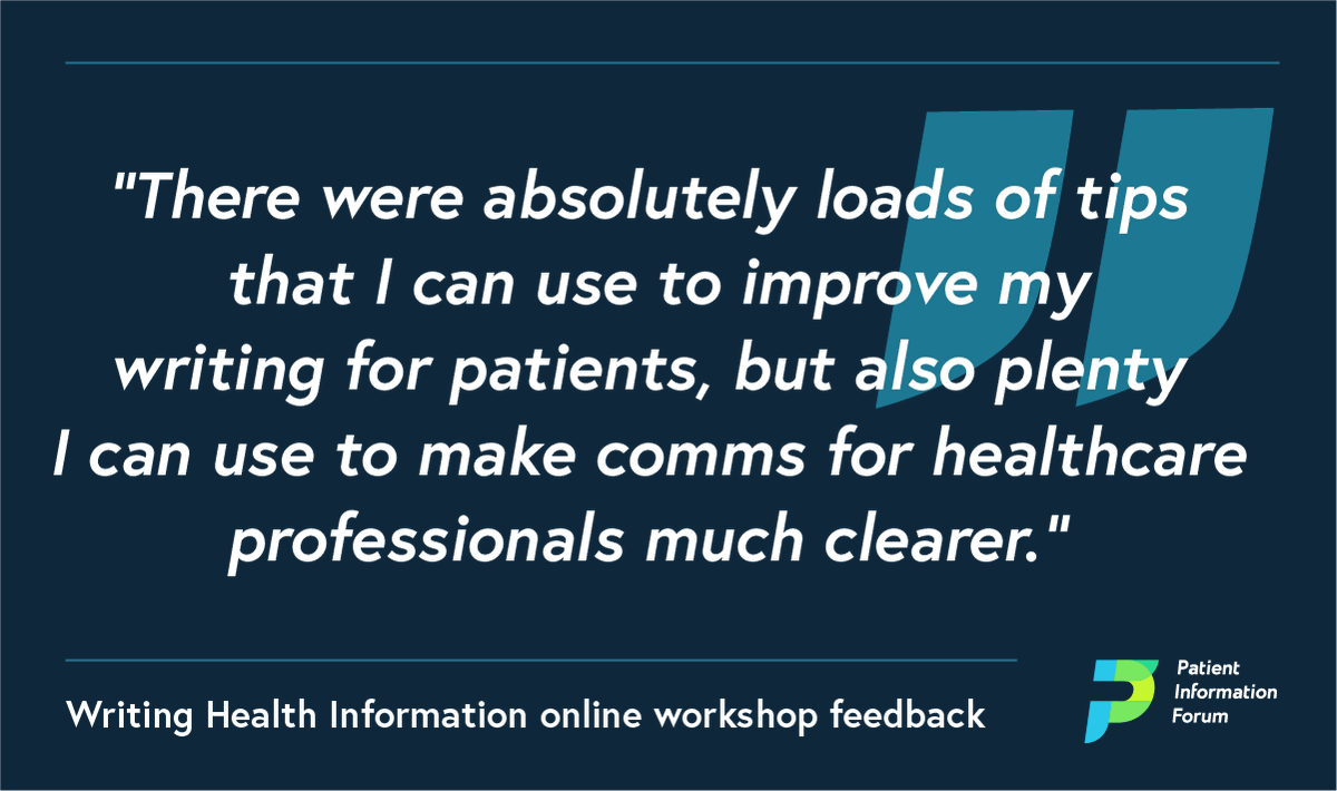 PiFonline's tweet photo. Our popular Writing Health Information training returns next month. The three-day course (AM only) covers writing in plain language, writing structure, involving users, evidence and reporting risk. https://t.co/lhCubzOG9i #HealthInformation #HealthLiteracy #InvolvingUsers https://t.co/xXnPz3WIad