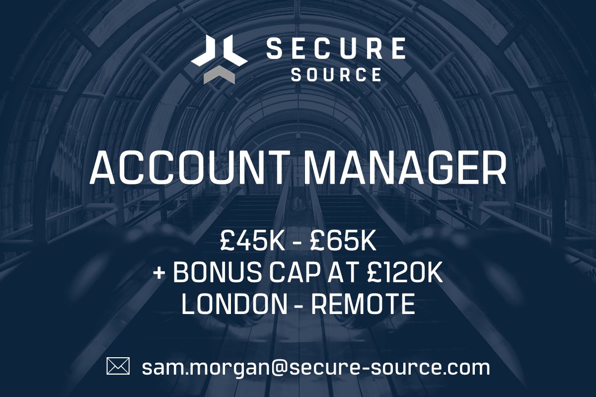 securesource1's tweet photo. Recruiting for an Account Manager - Professional Services position.

Salary: £45,000 - £65,000 + Bonus Capped at £120,000
Location: London - Remote

Please contact Sam Morgan.

sam.morgan@secure-source.com

#accountmanager #accountmanagerjobs #londonjobs #nowhiring #recruitingnow https://t.co/jc0Ywhh3O3