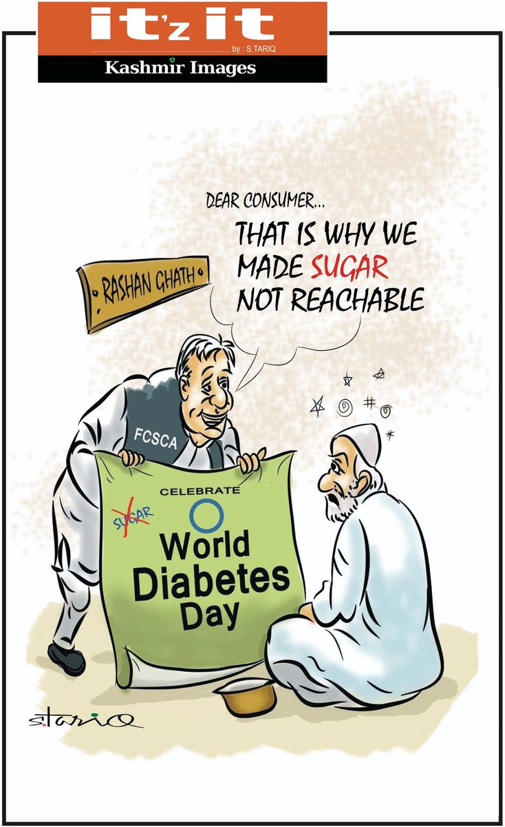 STariqcartonist's tweet photo. #14th_November #WorldDiabetesDay
#SugarFreeSarkar #Kashmir https://t.co/R65mxs6pZN
