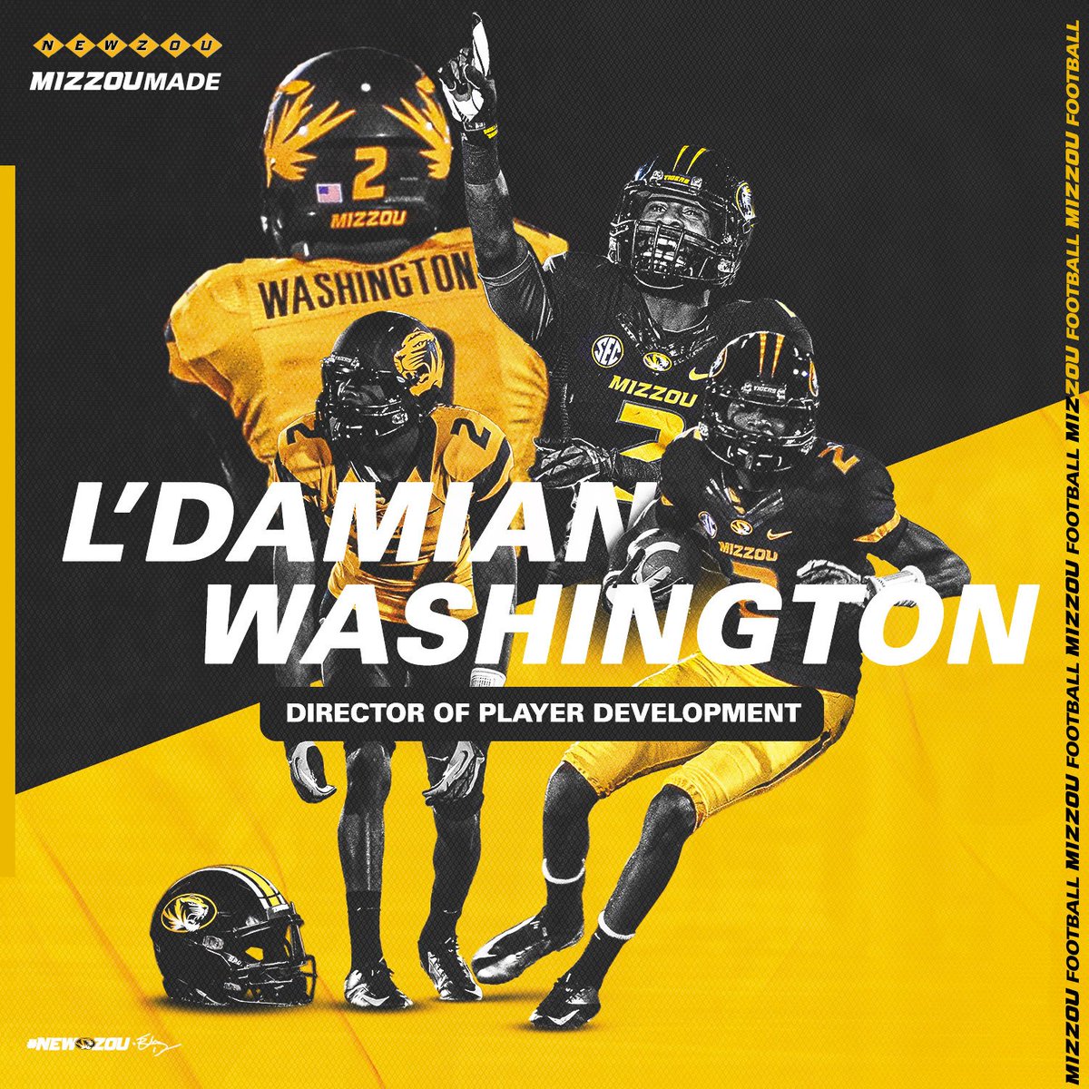 MizzouFootball's tweet photo. NEWS | #MizzouMade L'Damian Washington (@MizzouMonstar2) Serving as Program's Director of Player Development. 

📰 » https://t.co/C30QYnSfJZ 

#MIZ x #NewZou 🐯🏈 https://t.co/Fn5Ch7qXt4