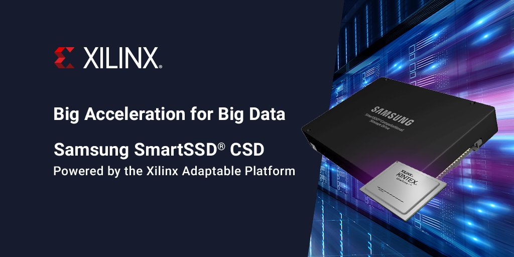 AMDembedded's tweet photo. Accelerate everything! #AI. #Bigdata. #Videoprocessing. 
Learn how Xilinx and @SamsungSemiUS are revolutionizing computational storage with the #SmartSSD CSD. Learn more > https://t.co/2jEDaUTT1R https://t.co/oUL1Jynif1