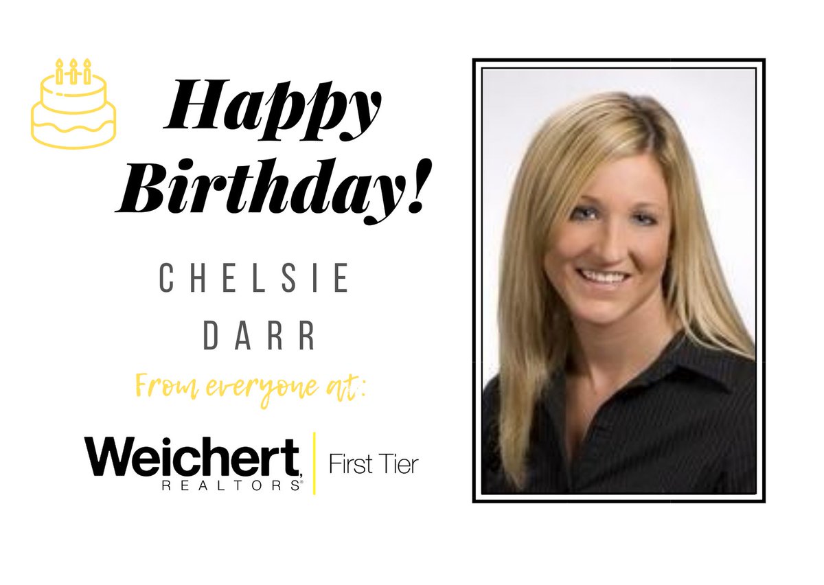 weichertft's tweet photo. 💛Happy Birthday Chelsie Darr!! 🎂Have a great day!  #happy #celebrate #cheers #itsyourbirthday #manyhappyreturns https://t.co/V1SKztmyX7