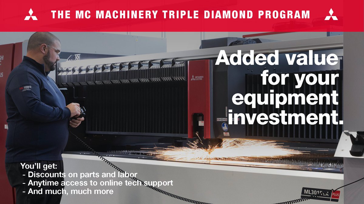 mc_mits's tweet image. Enhance your equipment investment with our Triple Diamond program. You’ll get anytime access to online tech support, manuals, software &amp;amp; more: 
• Rapid callback from tech support
• Discounts on parts &amp;amp; labor

mcmachinery.com/triple-diamond…

#PreventativeMaintenance #ServicePrograms