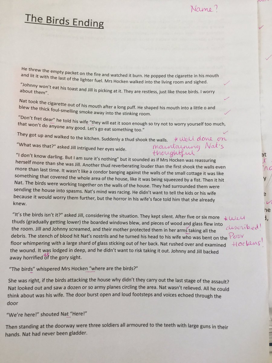 DunhurstEnglish's tweet photo. Year 8 imagining how else #DuMaurier might have ended ‘The Birds’ exploring #creativewriting #DaphneDuMaurier https://t.co/WTPEGRzuGh