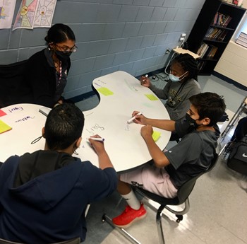 tOsborneIF's tweet photo. Mrs. McClinton’s students complete 5 problems as an exit ticket. They self-assess their own understanding by placing their sticky note on the door chart. Mrs. McClinton pulls small groups for differentiated re-teaching based on self-assessment &amp; work. @glenview_middle #GMSbuzz https://t.co/UKJ8mT9YMa